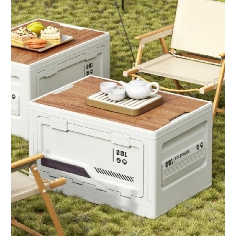 Outdoor Camping Storage Box - Car Trunk Wooden Lid Outdoor Camping