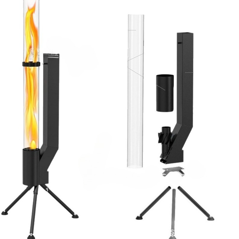 Outdoor Camping Fireplace - Vertical Rocket Stove - Bazooka Wood