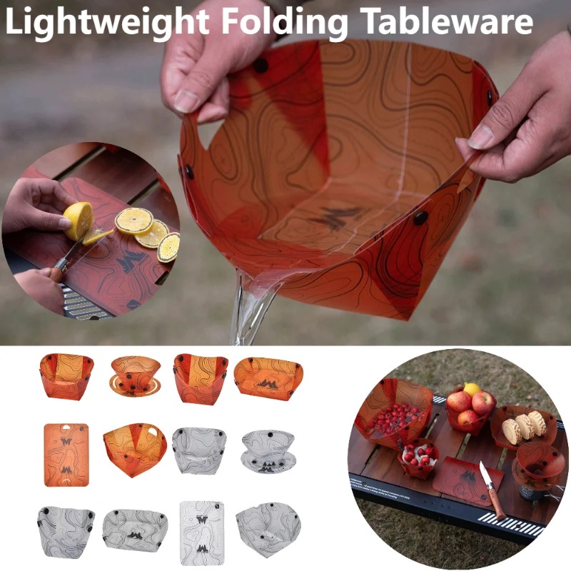 Outdoor Camping Kitchen Table - Foldable Camping Tableware Portable Bowl Dinner