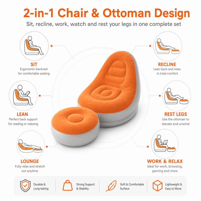 Flocking Inflatable Lazy Sofa  - Outdoor Camping Table And Chairs recension och pris
