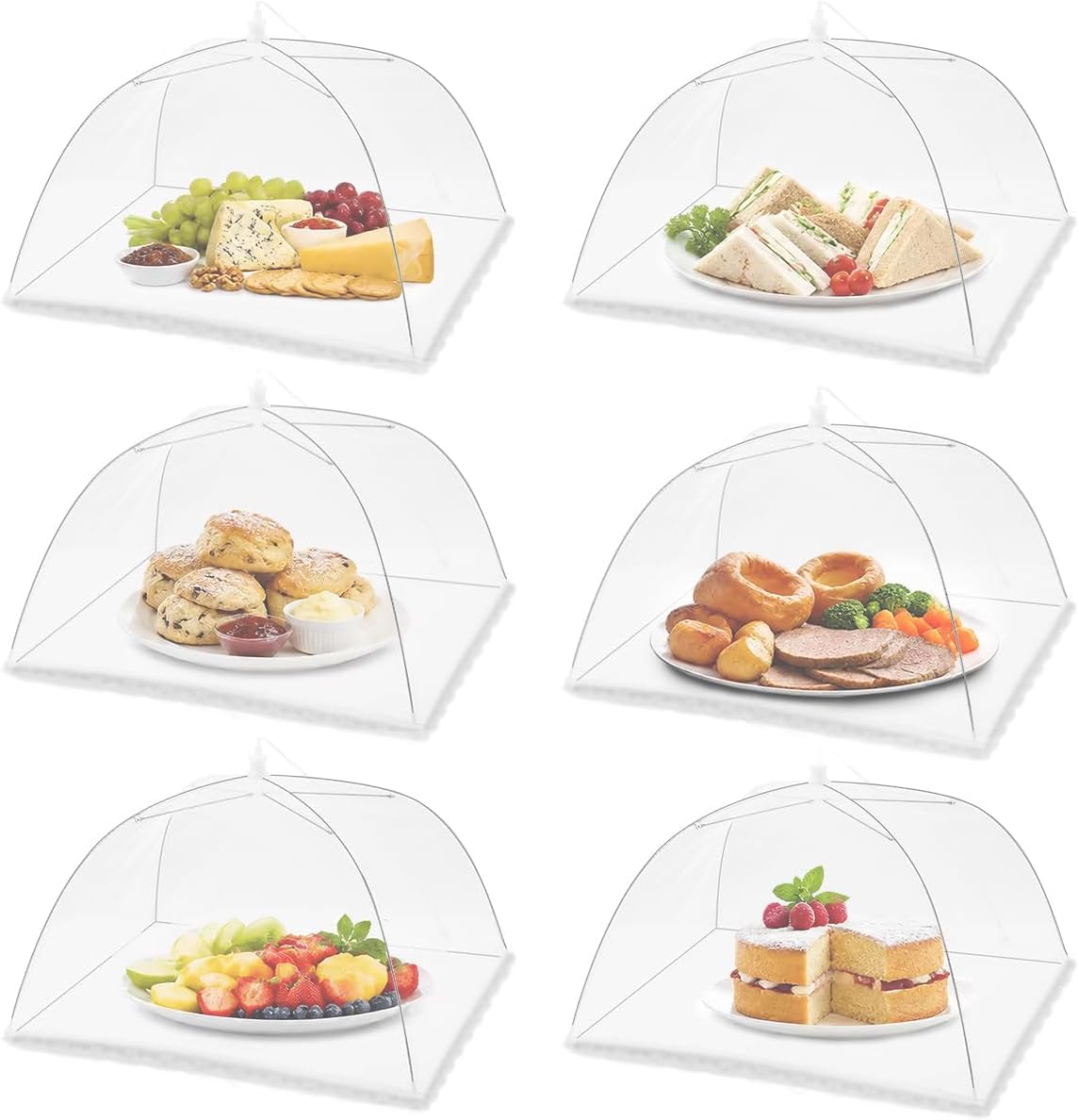 (6 Pack) Mesh Food Covers Tent - Outdoor Camping Umbrella recension och pris