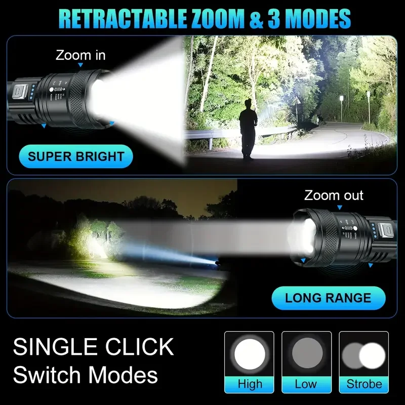 Tactical LED Flashlight 2000LM - Battery Outdoor Camping recension och pris