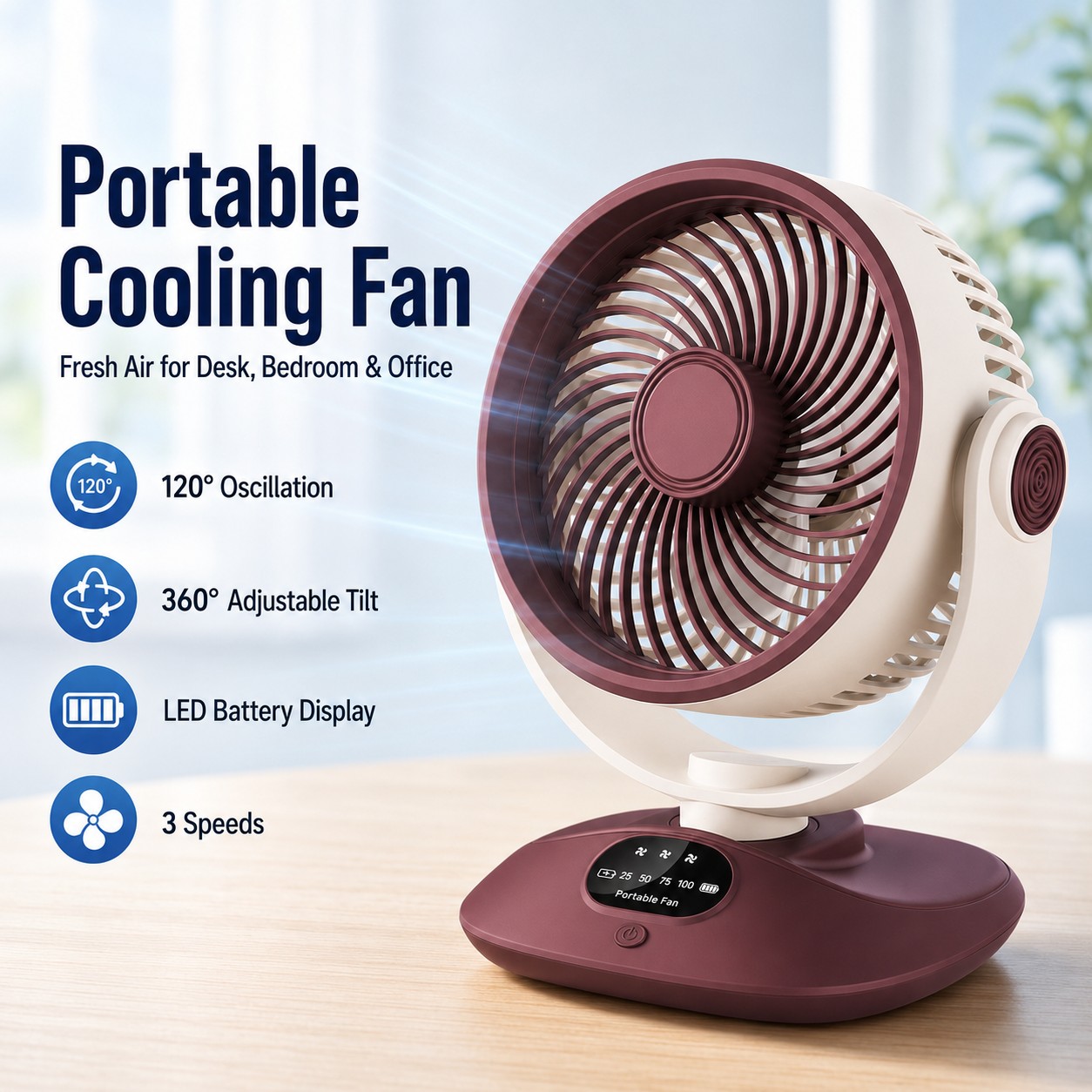 Desktop Fan Rechargeable Turbo - Camping Quiet recension och pris