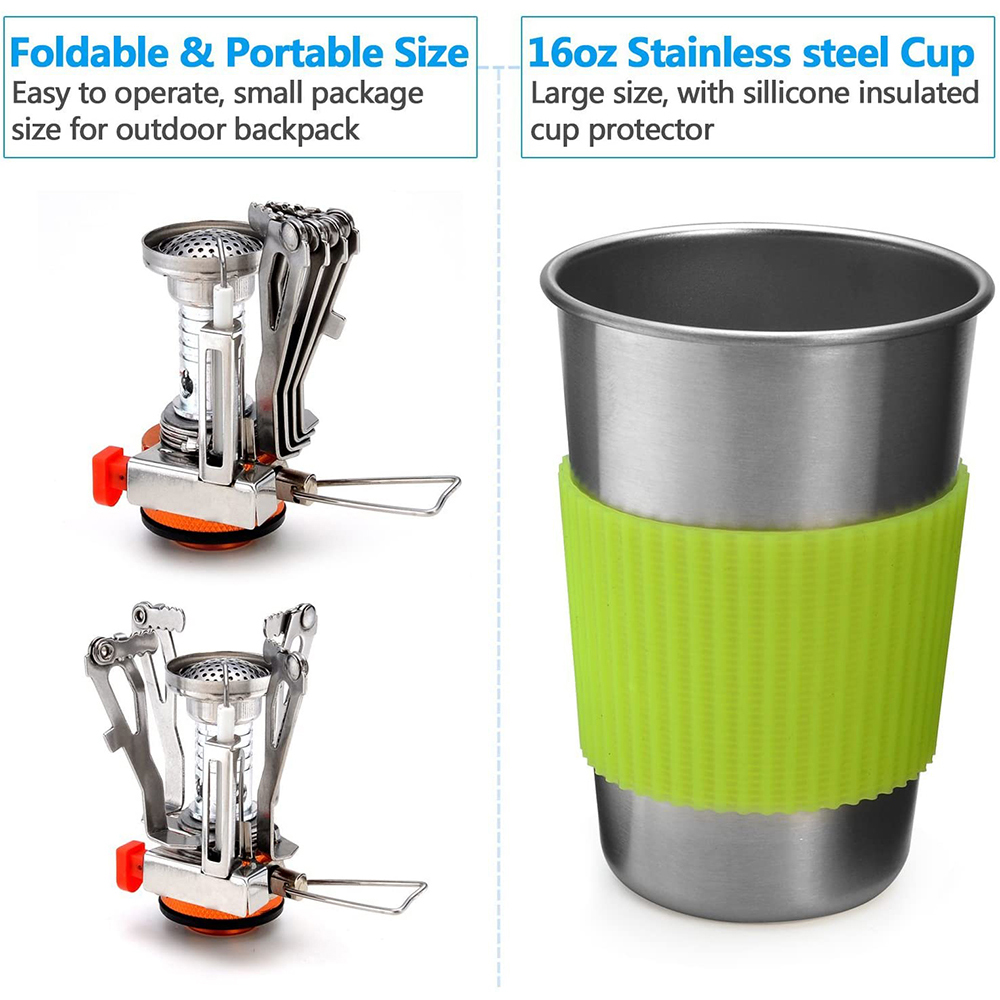 Camping Cookware Kit with Stov - Outdoor Camping Kitchen Table recension och pris